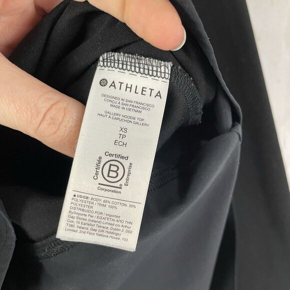 Athleta Women's Gallery Hoodie Top Size XS Black Layered Pullover Longli… - Picture 4 of 9